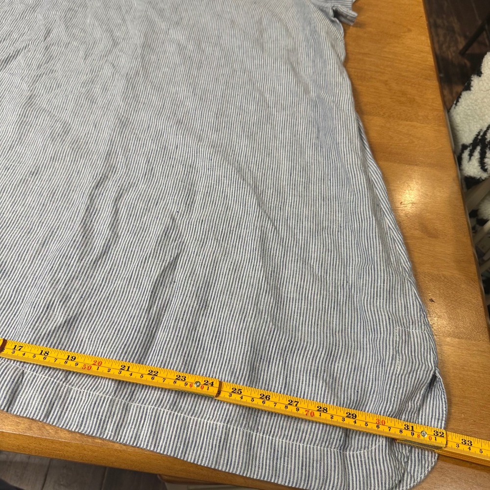 Tahari Linen Shift Dress Women 2X Blue White Striped V-Neck Short Sleeve Coastal - Picture 11 of 11